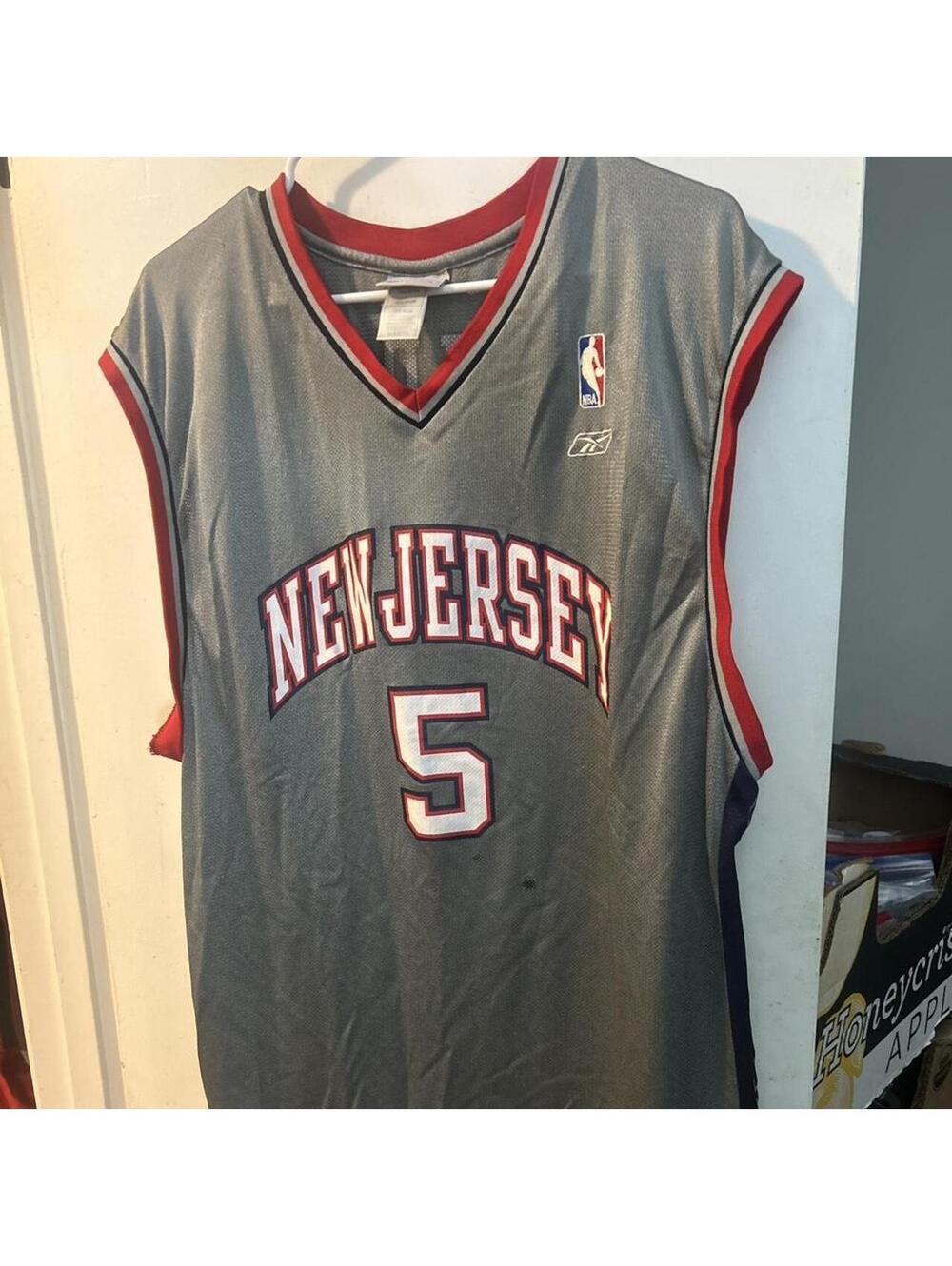 Vintage Reebok New Jersey #5 Jason Kidd Gray NBA Basketball Jersey XL